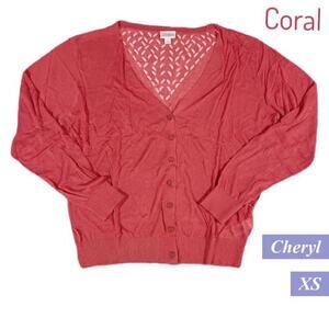 LuLaRoe XS Cheryl Cardigan Coral Lightweight Button Front Sweater